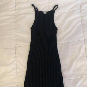 Black Ribbed Halter Bodycon Dress